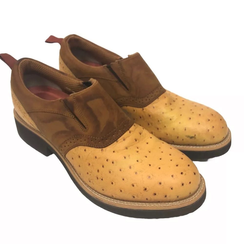 Twisted X Cowboy Tan Light Brow Ostrich Leather Western Boots - Picture 3 of 10